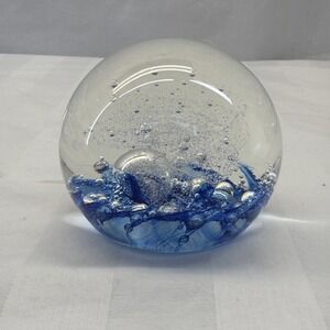 SELKIRK Glass Scotland Ice Mist Paperweight, Signed & Dated 1998